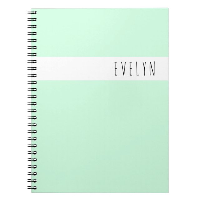 Simple Skinny Font Name Mint Green Personalized Notebook (Front)