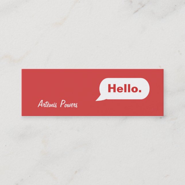 Simple Skinny IM Message Business Card Red (Front)