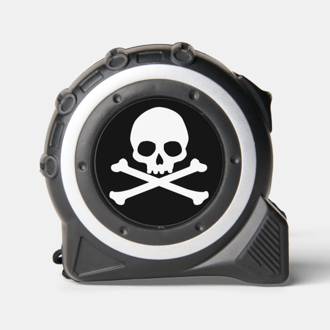 Simple Skull and Crossbones Classic Round Sticker Tape Measure (Front)