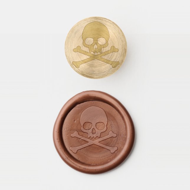 Simple Skull and Crossbones Classic Round Sticker Wax Seal Stamp (Stamped)