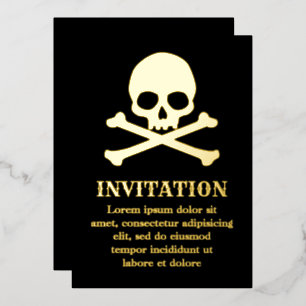 Simple Skull and Crossbones Foil Invitation
