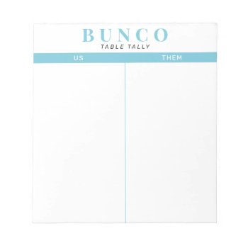 Simple Sky Blue And White Bunco Table Tally Notepad by 2BirdStone at Zazzle