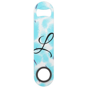 Simple sky blue black watercolor add your monogram bar key