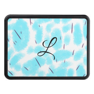Simple sky blue black watercolor add your monogram hitch cover