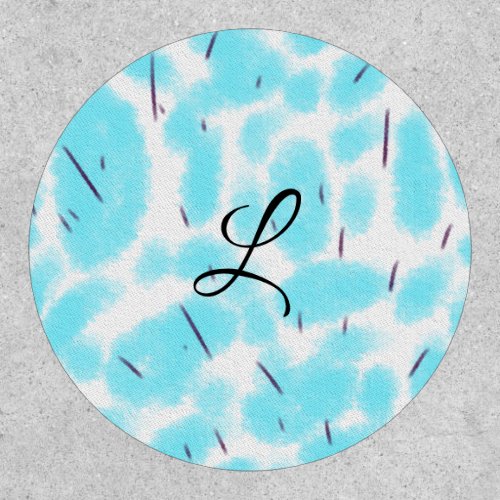 Simple sky blue black watercolor add your monogram patch