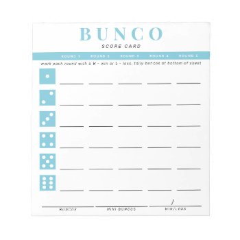 Simple Sky Blue Bunco Score Card Notepad by 2BirdStone at Zazzle