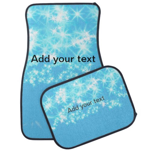 Simple sky blue glitt sparkle stars add your text  car floor mat