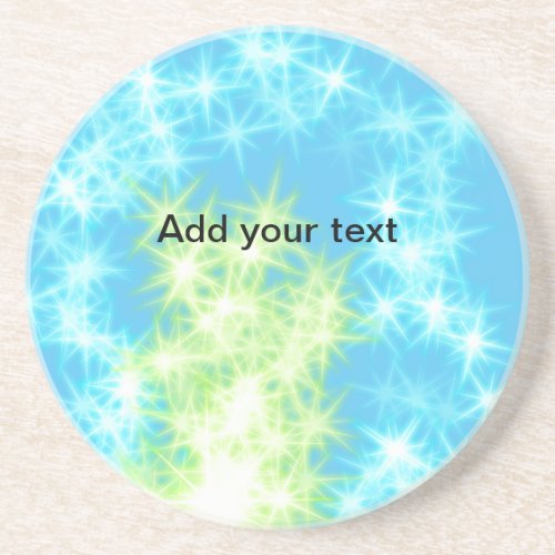Simple sky blue glitt sparkle stars add your text  coaster