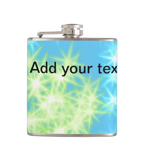 Simple sky blue glitt sparkle stars add your text  flask