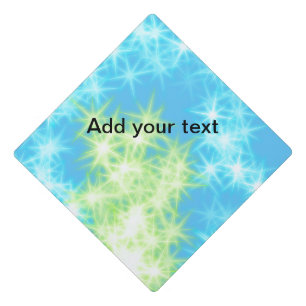 Simple sky blue glitt sparkle stars add your text graduation cap topper