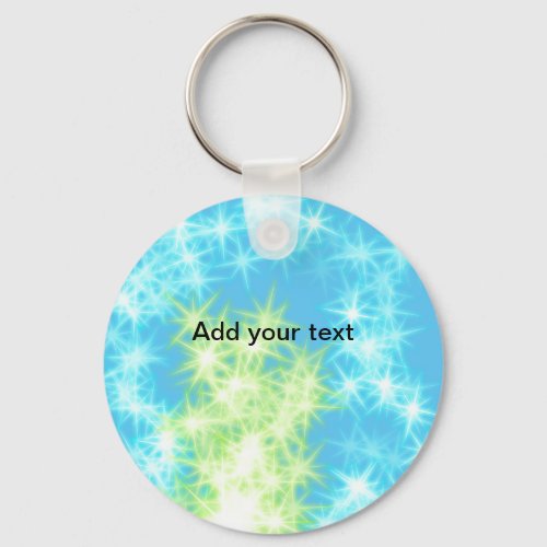 Simple sky blue glitt sparkle stars add your text  keychain