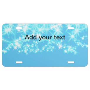 Simple sky blue glitt sparkle stars add your text license plate