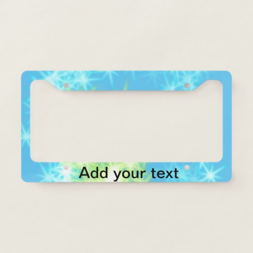 Simple sky blue glitt sparkle stars add your text  license plate frame