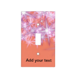 Simple sky blue glitt sparkle stars add your text  light switch cover