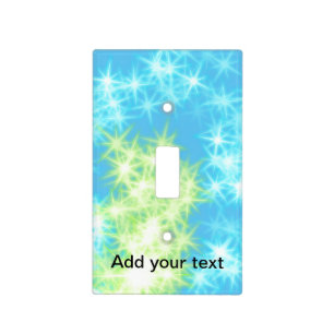 Simple sky blue glitt sparkle stars add your text light switch cover