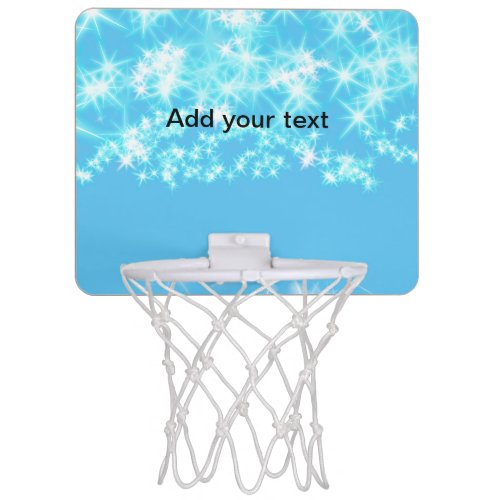 Simple sky blue glitt sparkle stars add your text  mini basketball hoop