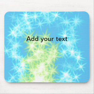 Simple sky blue glitt sparkle stars add your text  mouse pad