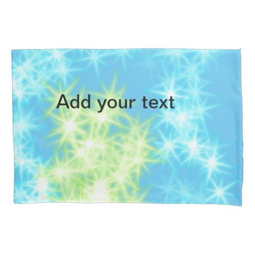 Simple sky blue glitt sparkle stars add your text  pillow case