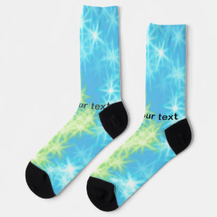 Simple sky blue glitt sparkle stars add your text socks