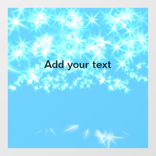 Simple sky blue glitt sparkle stars add your text  window cling