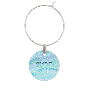Simple sky blue glitt sparkle stars add your text  wine charm