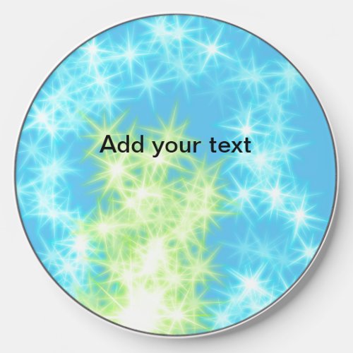 Simple sky blue glitt sparkle stars add your text  wireless charger 