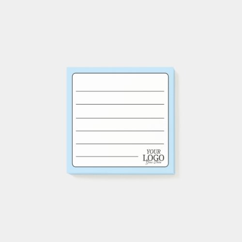 Simple Sky Blue Lined Logo Post-it Notes