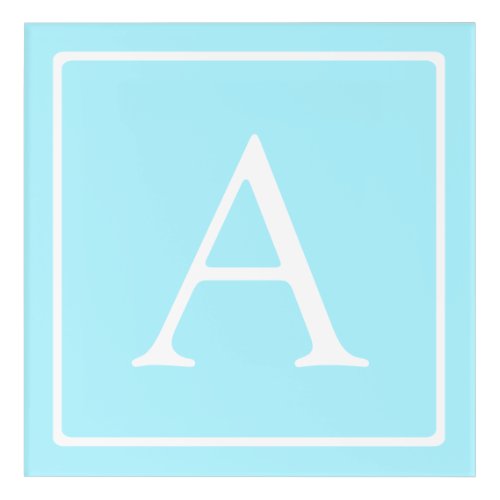 Simple Sky Blue Monogram Acrylic Print