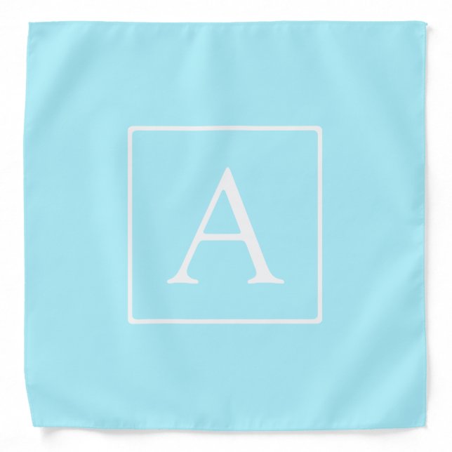Simple Sky Blue Monogram Bandana (Front)