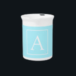 Simple Sky Blue Monogram Beverage Pitcher<br><div class="desc">Thank you for your purchase!</div>