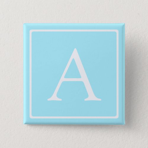 Simple Sky Blue Monogram Button