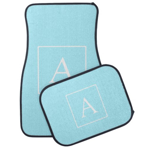 Simple Sky Blue Monogram Car Floor Mat