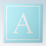 Simple Sky Blue Monogram Ceramic Tile<br><div class="desc">Thank you for your purchase!</div>