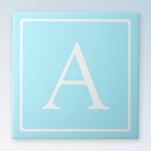 Simple Sky Blue Monogram Ceramic Tile