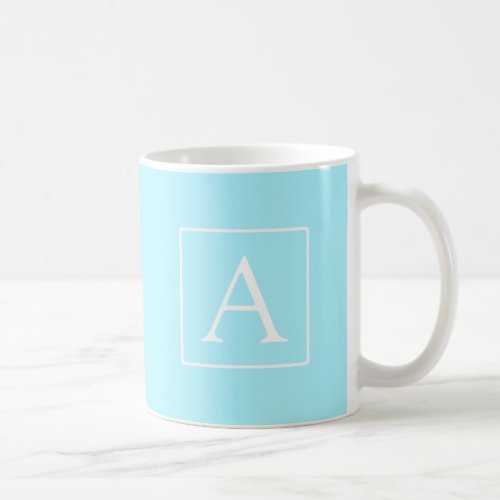 Simple Sky Blue Monogram Coffee Mug