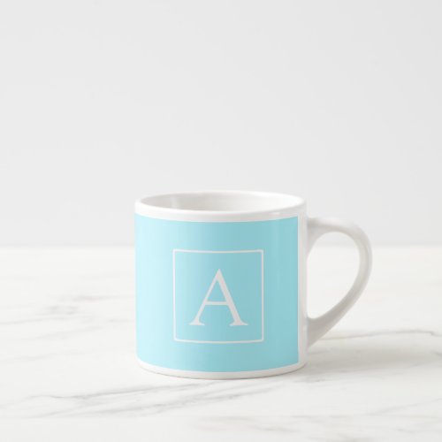 Simple Sky Blue Monogram Espresso Cup