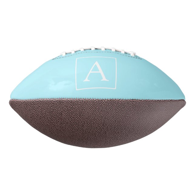Simple Sky Blue Monogram Football (Rotated 270)