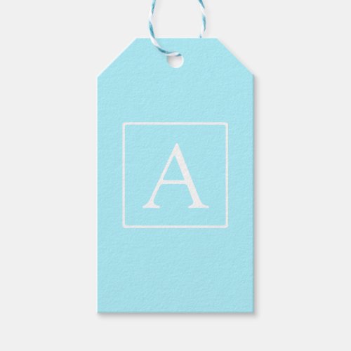 Simple Sky Blue Monogram Gift Tags