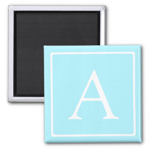 Simple Sky Blue Monogram Magnet