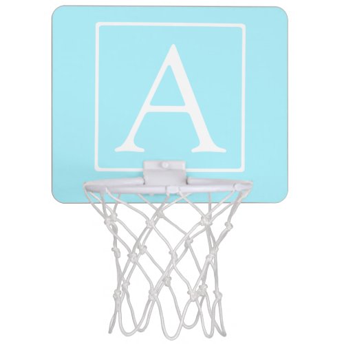 Simple Sky Blue Monogram Mini Basketball Hoop