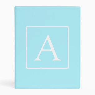 Simple Sky Blue Monogram Mini Binder