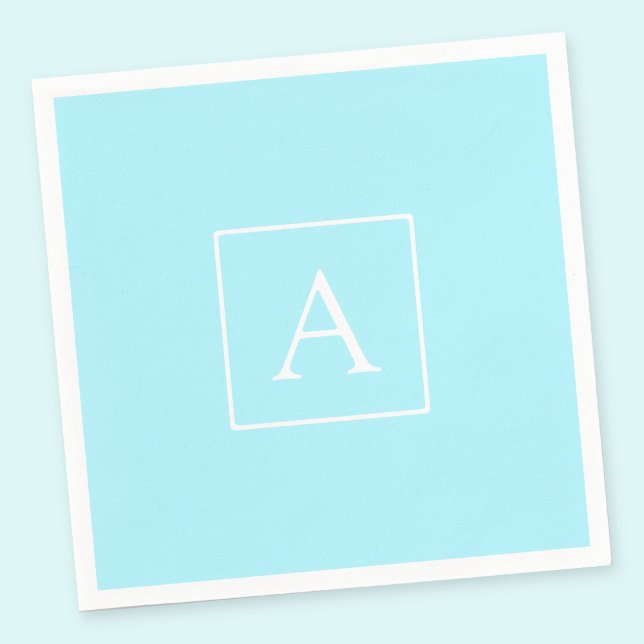 Simple Sky Blue Monogram Napkins (Creator Uploaded)