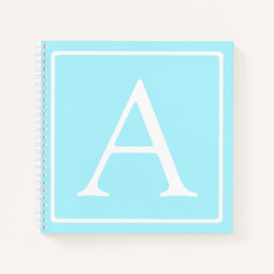 Simple Sky Blue Monogram Notebook