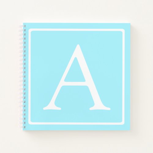 Simple Sky Blue Monogram Notebook