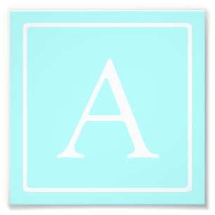 Simple Sky Blue Monogram Photo Print