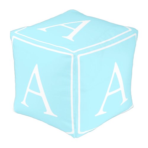 Simple Sky Blue Monogram Pouf