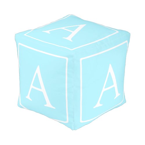 Simple Sky Blue Monogram Pouf