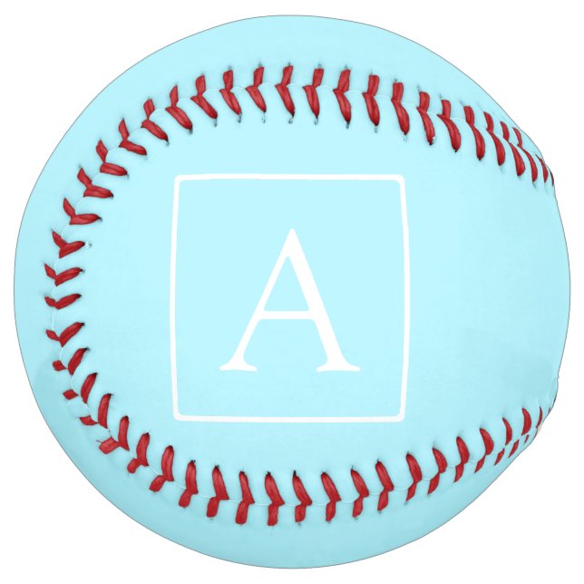 Simple Sky Blue Monogram Softball (Front Left)