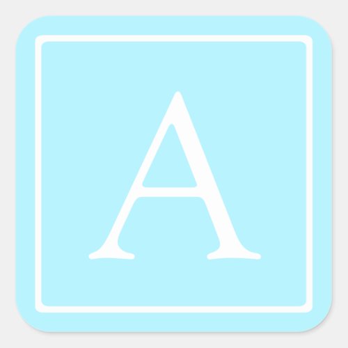 Simple Sky Blue Monogram Square Sticker