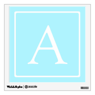 Simple Sky Blue Monogram Wall Decal